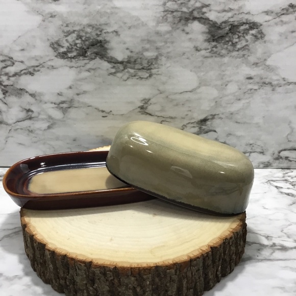 Vintage 2pc Stoneware Butter Dish Set by Sango - Picture 6 of 8